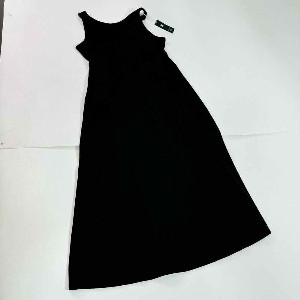 Halara Dress Womens XL Black Solid Sleeveless Scoop-Neck Midi Open Back New